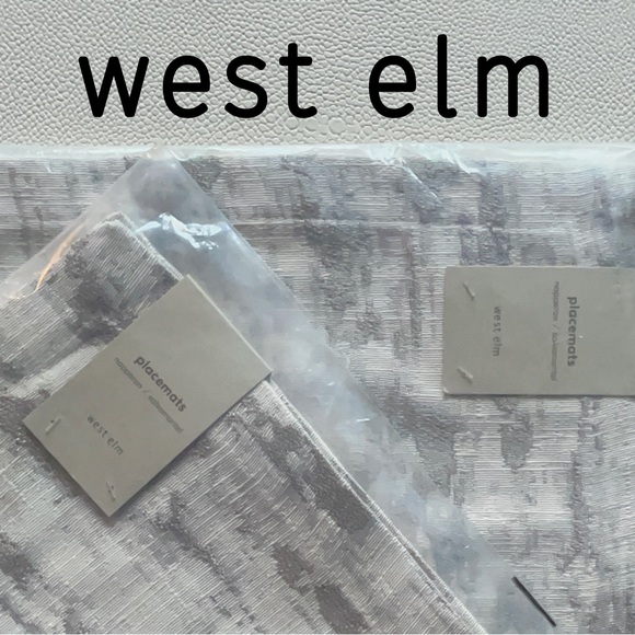 West Elm 🆕 Textured Jacquard Placemats (Two Pieces) • Platinum Bark • NWT - Picture 4 of 13